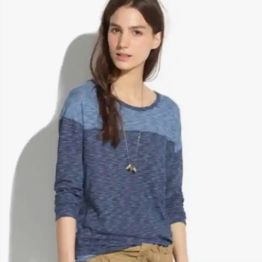 MADEWELL | Tee Long Sleeve Color Block Blue Medium